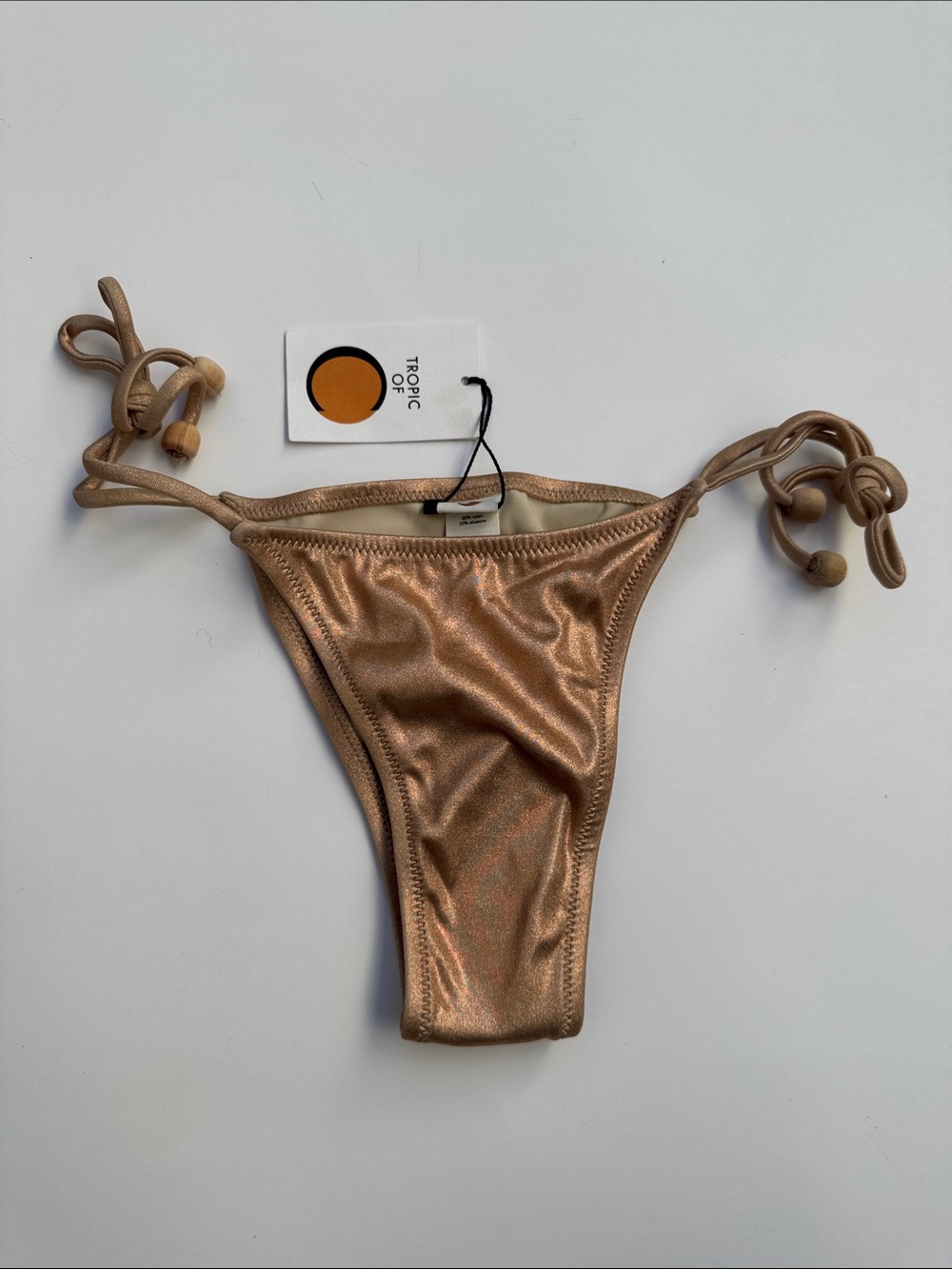 Tropic of Gold Shimmer Side-Tie Bikini Bottom - Gold